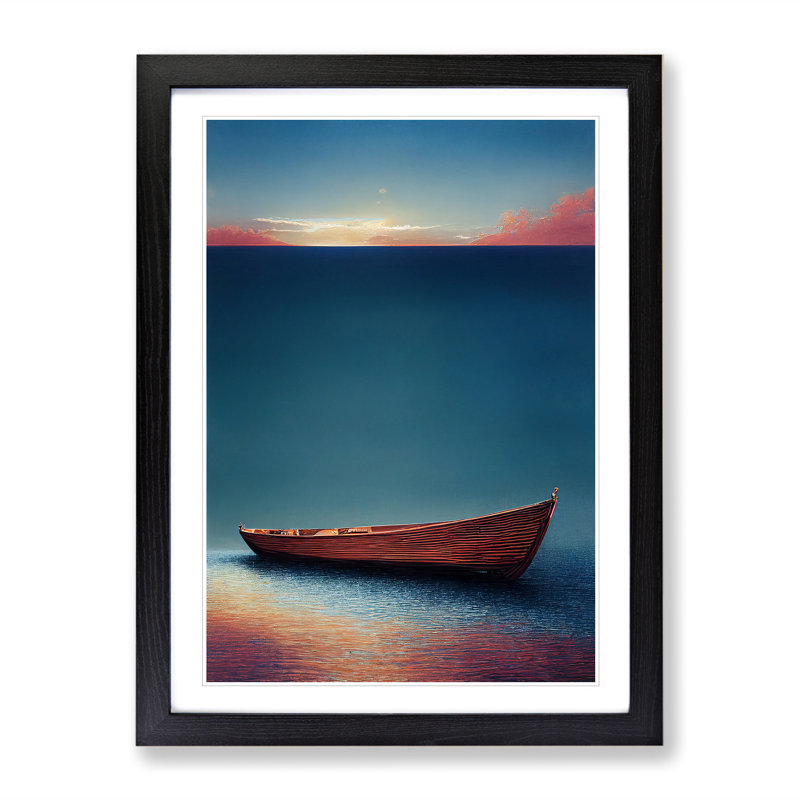 XV1022-3759X Resting Boat - Print, Black Framed, Black, 34cm H x 25cm W x 2cm D