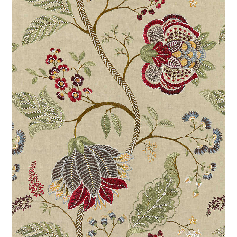 La Boheme Fabric, Ivory/Green
