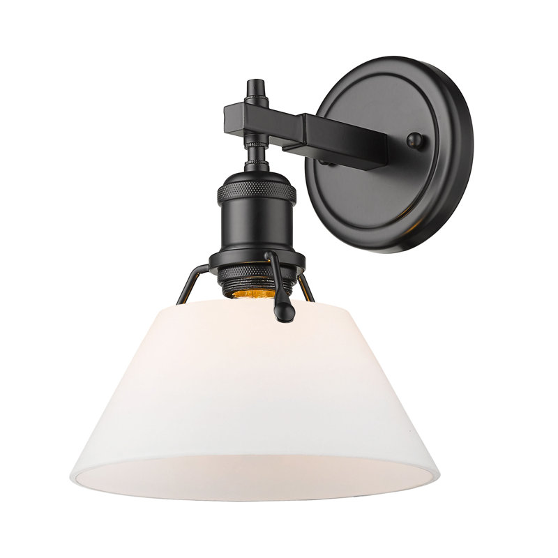 Felda Dimmable Steel Vanity Light, Matte Black, Opal Glass, 1 Lights