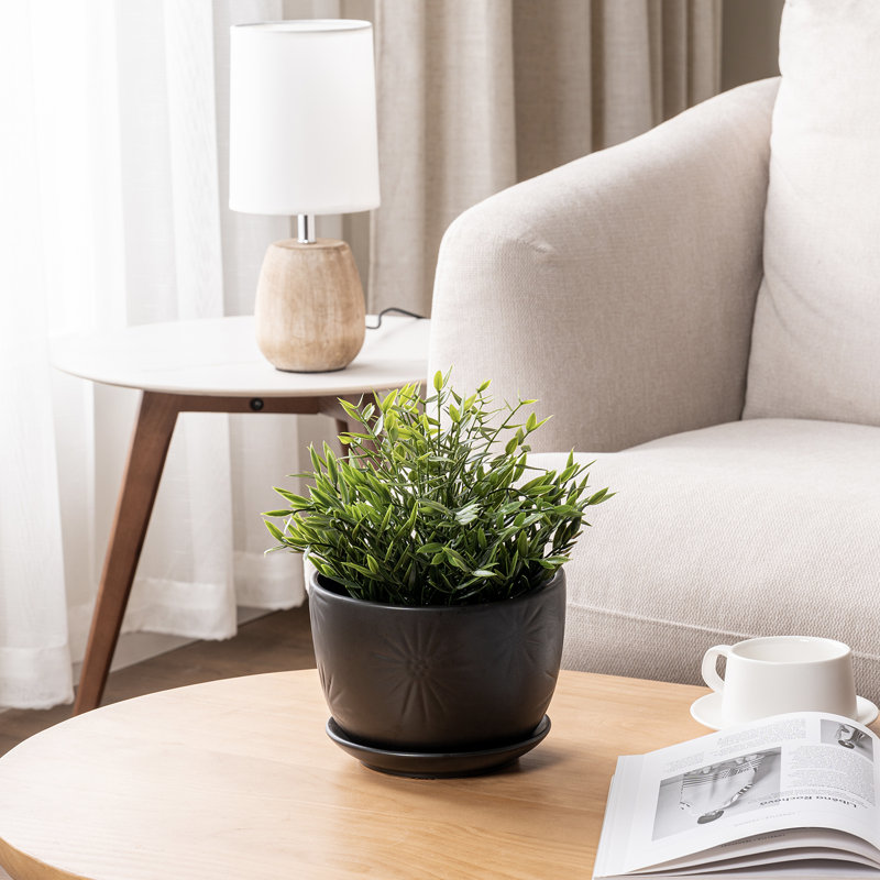 Matte Black Indoor Flower Ceramic Planter Pot