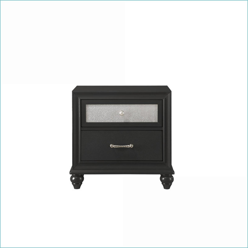 Table de chevet 2 tiroirs Glam, Noir