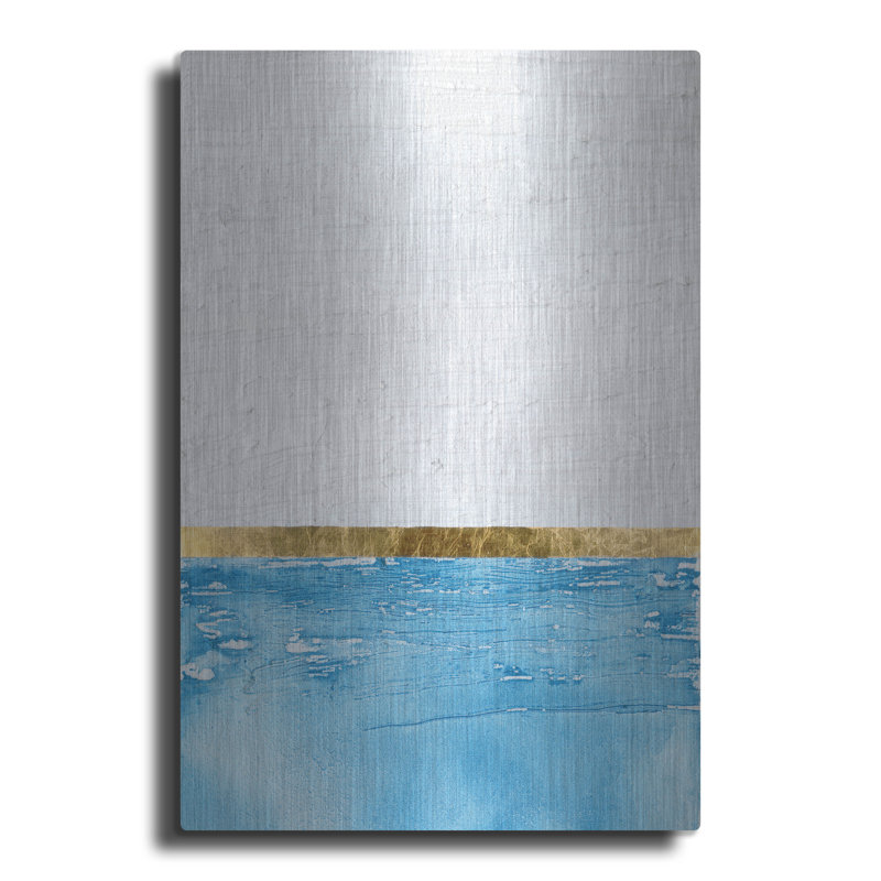  «Embellished Gold Horizon 1» par Alonzo Saunders, art mural en métal, 12 po x 16 po, H 16 po x l 12 po