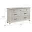 Commode large Avy, bois de pin gris clair clair, 7 tiroirs spacieux