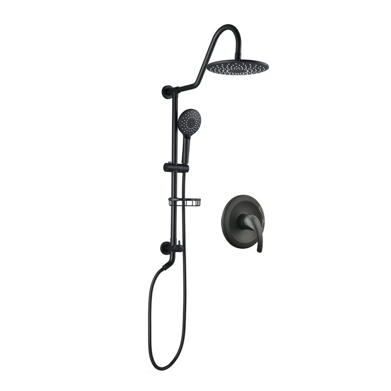 Système de douche à 2 jets avec douchette en noir mat (valve incluse)