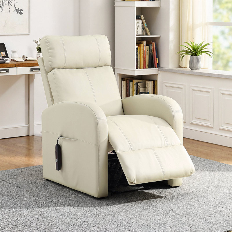SYROVA Modern Power Lift Recliner Chair with Synthetic Leather Upholstery, Electric Reclining & Lift Assist Mechanism, Tufted Backrest with Contrast Stitching for Living Room, Bedroom & Senior Comfort