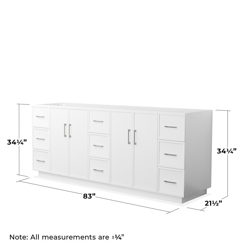 Base de meuble-lavabo double autoportant 83 po Elan TK, Nickel brossé, Blanc