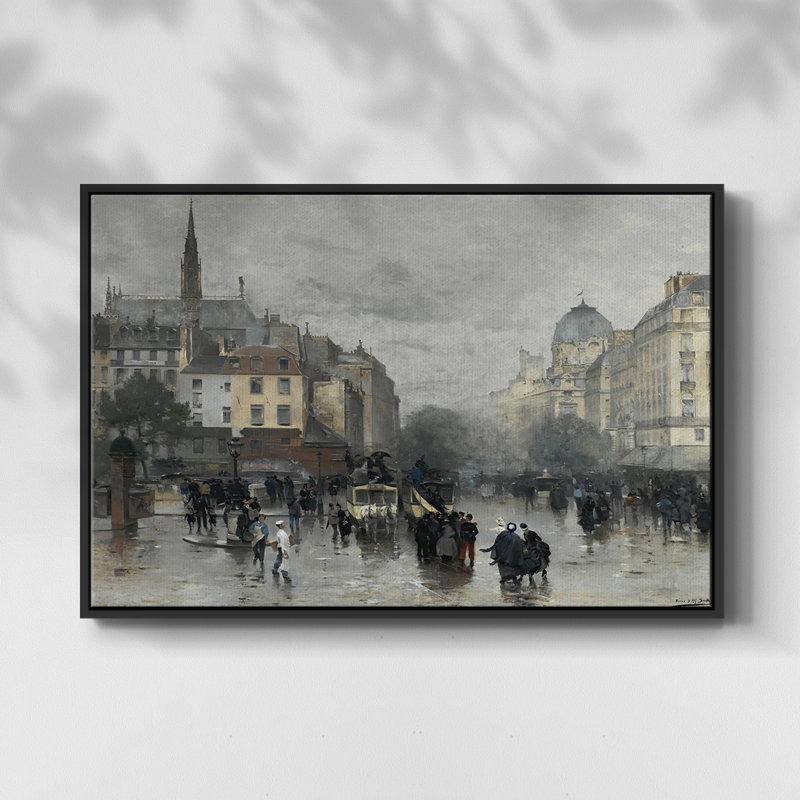 Paysage rétro -DI, Black Framed Canvas, H 17 po x l 25 po x P 2 po