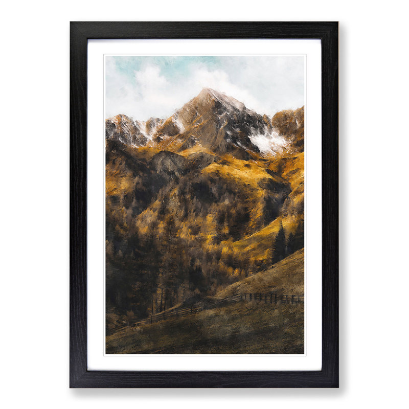 Mountain in Lappach Italy - Framed Print, 48cm H x 36cm W x 2cm D, Black Framed