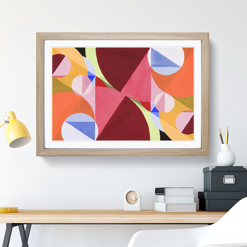 Broken by Perpendiculars by Joseph Schillinger - Picture Frame Graphic Art, 27cm H x 36cm W x 2cm D, Oak