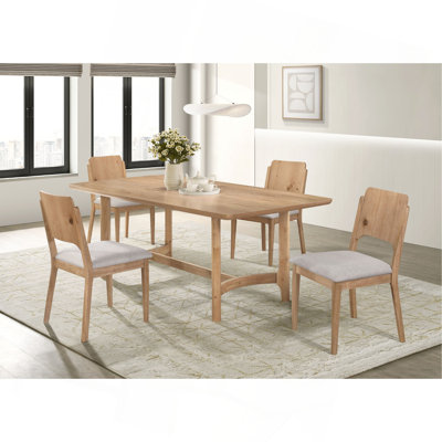 Ensemble de chaises de salle à manger rectangulaire en bois brun clair