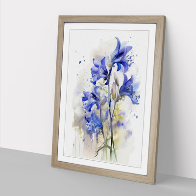Bluebell Flower Gestural - Framed Print