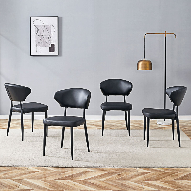 Ensemble de 4 chaises de salle à manger rembourrées, Noir