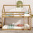 Twin Over Twin House-Shaped Floor Bunk Bed, With Ladder,Guardrails-1894159850
