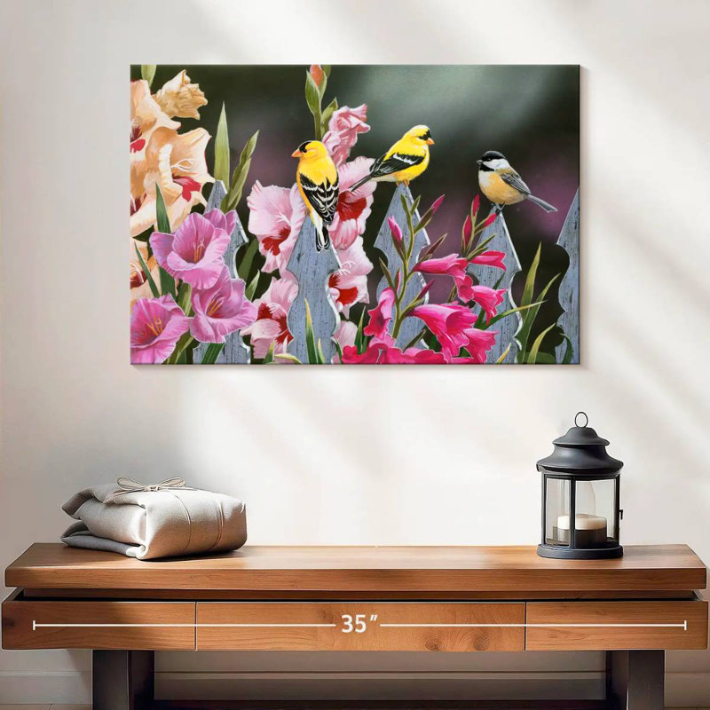 Feathered Friends And Gladiolus, H 16 po x l 24 po