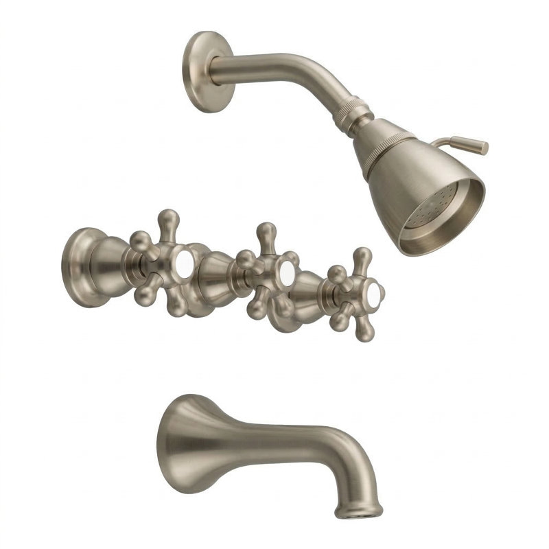Rio Grande In-Wall Tub and Shower Set by Strom Living, Matte Nickel