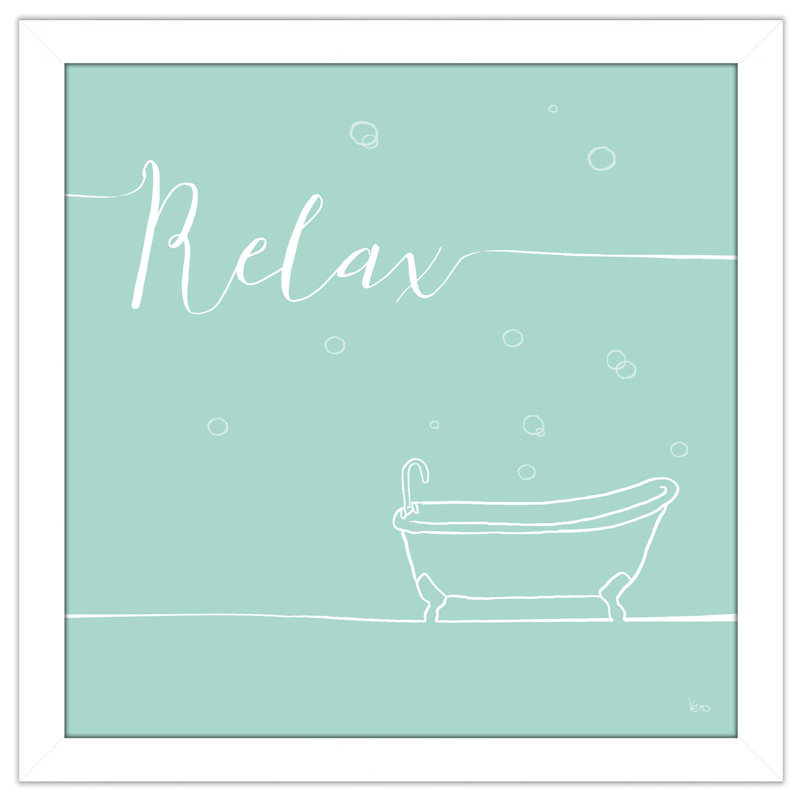 «Underline Bath V Teal», art textuel, H 31,5 po x l 31,5 po x P 1 po, Cadre blanc