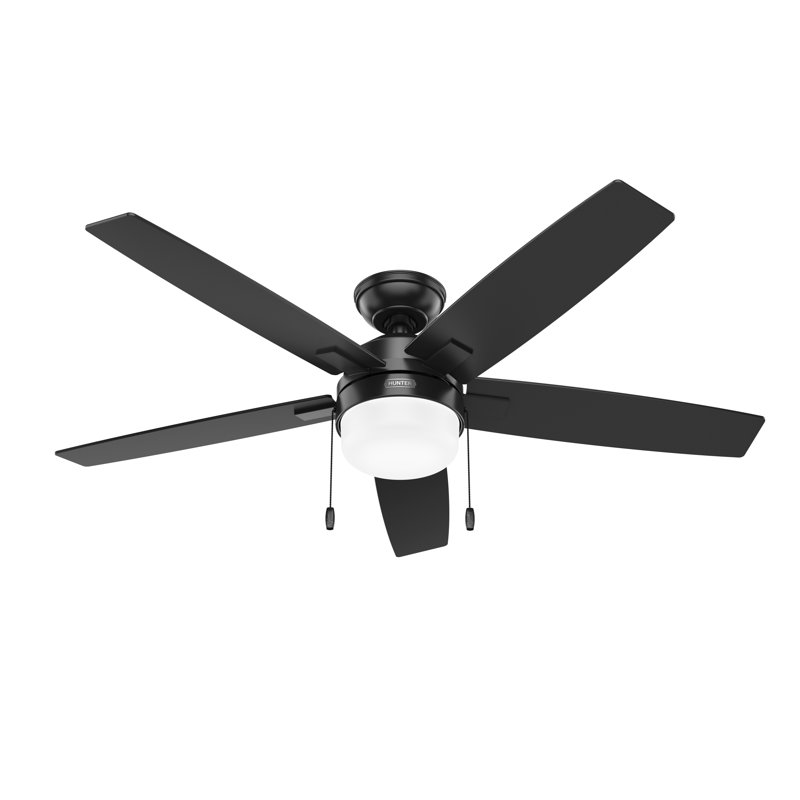 52" Matte Black and Gray 5-Blade Ceiling Fan with LED Light Kit