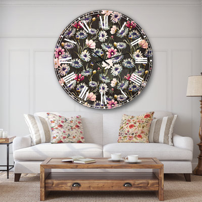Fleurs de maïs multicolores - horloge murale traditionnelle