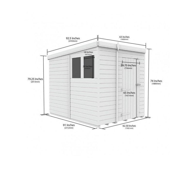 Total Sheds 5ft x 8ft Composite Pent Garden Shed - Single Door - No Windows - EPDM Rubber Roof - UK Manufactured