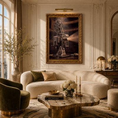 Vintage Movie Projector With Film Reels Canvas Wall Art
