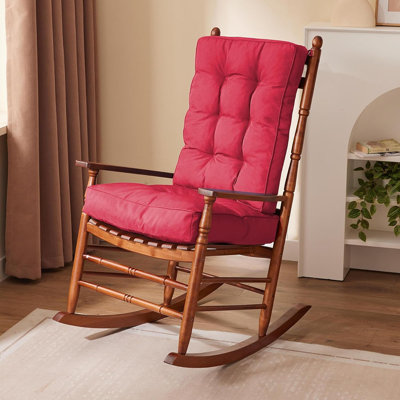 Rocking Chair Cushion, Waterproof And Fade-resistant Patio Chair Cushions, Tufted Chair Pads For Rocker Furniture, Indoor/outdoor Seat Cushions With Ties, Burgundy