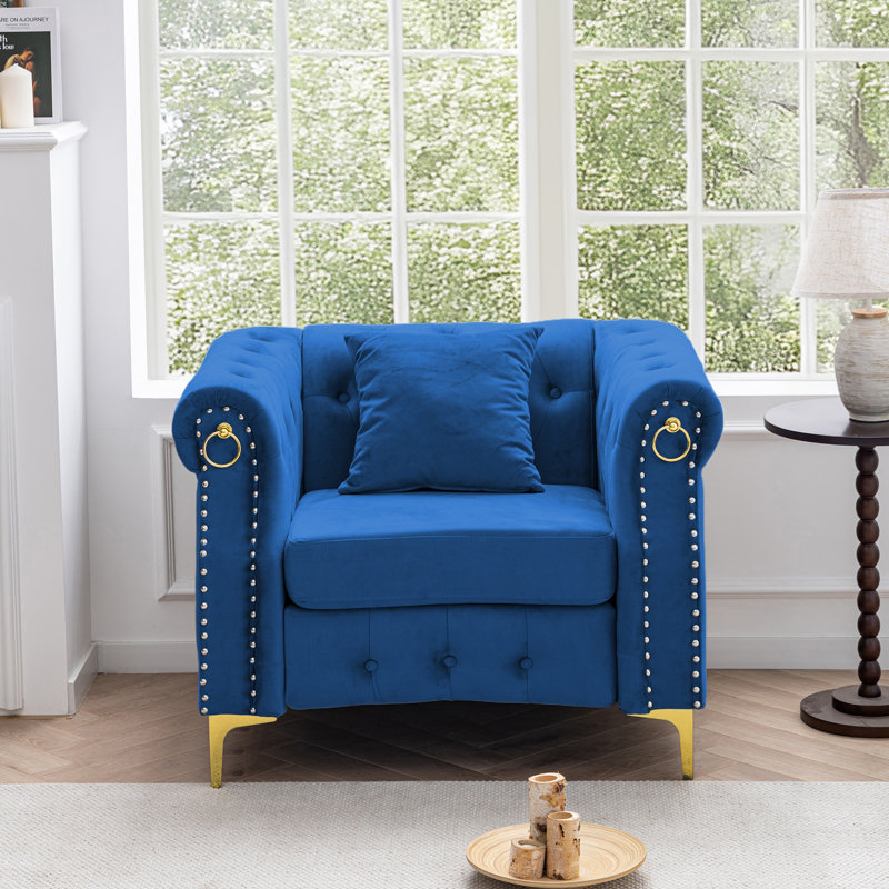  Fauteuil Chesterfield 40,9 po, Bleu