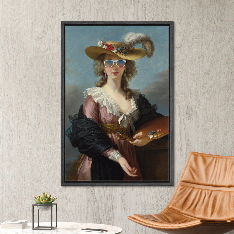 " Feather Hat Sunglasses ", 36" H x 24" W, Black Floater Framed