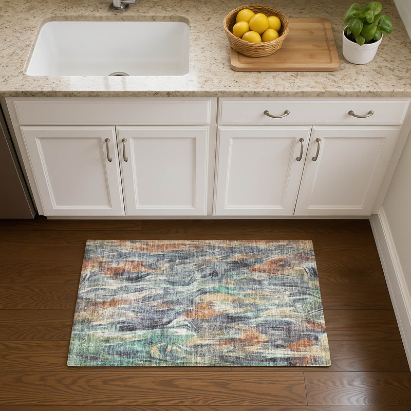 Premium Machine Washable Mayfield AMF2269 Abstract Rug, 1'8" x 2'6", Copper