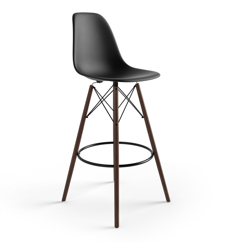 Jordan Bar & Counter Stool, Black/Walnut, Bar Stool (29.5" Seat Height)