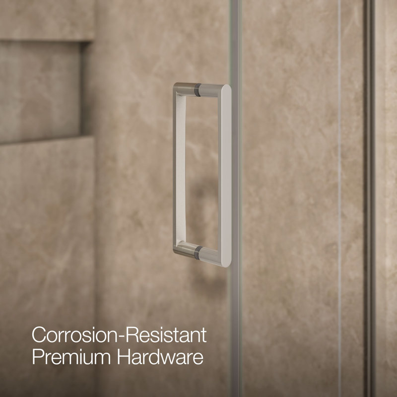 Composed 45-1/4-In46-In W X 71-1/2-In H Frameless Pivot Shower Door With 3/8-In Crystal Clear Glass And Back-To-Back Vertical Door Pulls