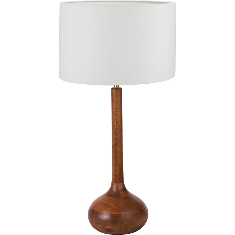 Table Lamp, 29.13" H x 13.78" W x 13.78" D, White, Linen