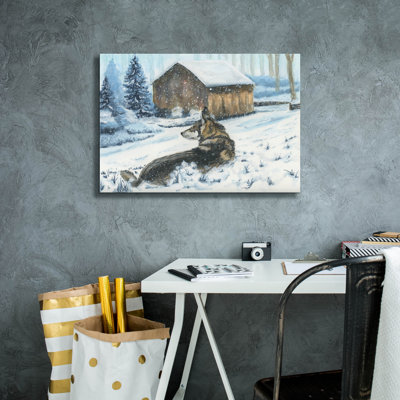  'Winter Snow Storm At The Farm' by Anika Goodhue Canvas Wall Art, 26" x 18"