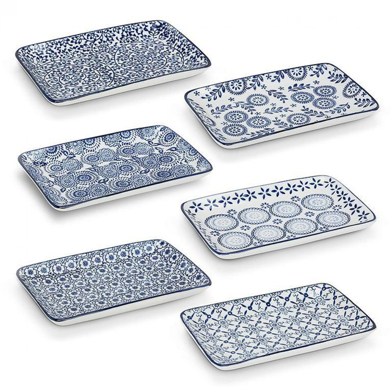 Assiette plate en porcelaine de 7 po, ensemble de 6