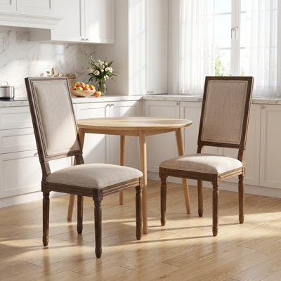 Ensemble de 2 chaises de salle à manger d'inspiration rétro avec dossier en canne et sièges rembourrés