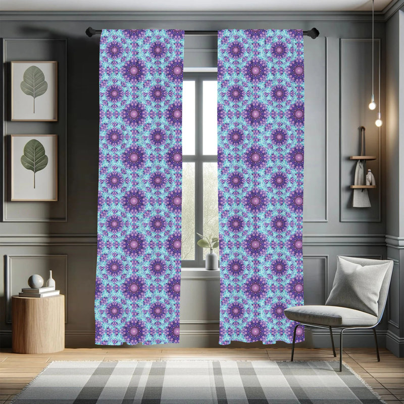 Geometric Semi-Sheer Rod Pocket Curtain Panels, 28" x 95"
