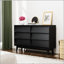Commode double à 6 tiroirs de style rétro avec design biseauté, parfaite pour le rangement élégant et la décoration intérieure