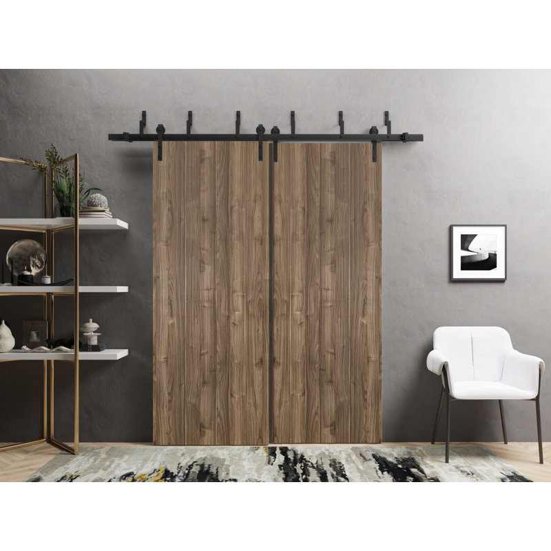 Panelled Wood Planum Sliding Closet Doors, 36" x 80", Walnut