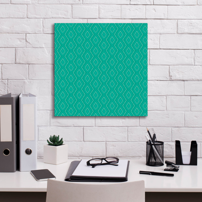 «Teal Diamonds» par Hello Angel, art mural sur toile, H 18 po x l 18 po x P 0,75 po
