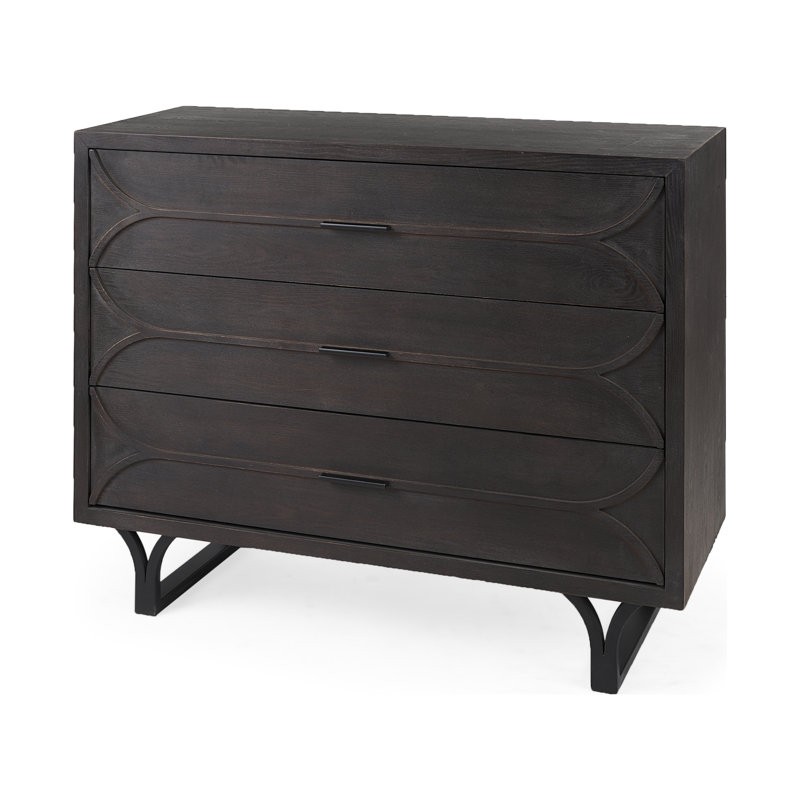 Iron 3 - Drawer Accent Chest, Dark Brown