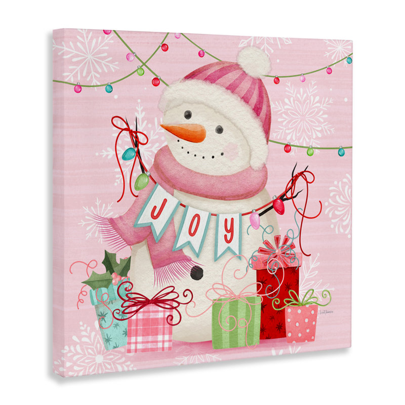 «Pink Snowman Joy», toile par Nicole Tamarin, H 30 po x l 30 po