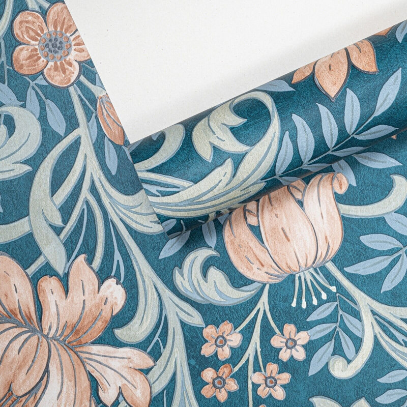 Achary Sage botanical garden floral vinyl wallpaper 10m x 53cm Texture Matte Self-Adhesive Roll, Teal