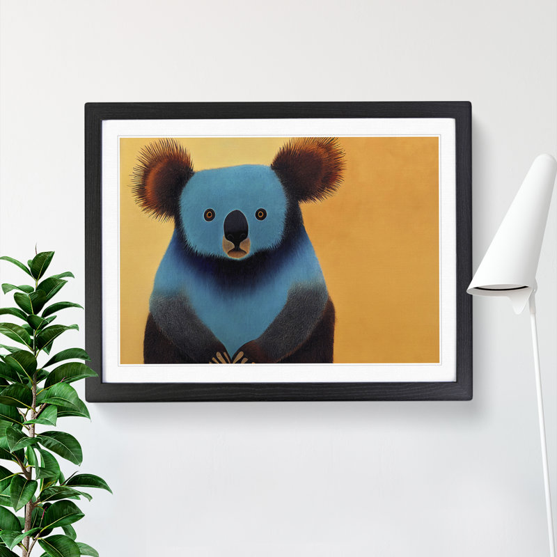 Adorable Koala Bear - Single Picture Frame Painting, 25cm H x 34cm W x 2cm D, Black Framed