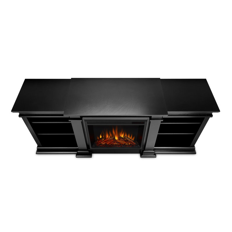 Fresno TV Stand with Fireplace, Black