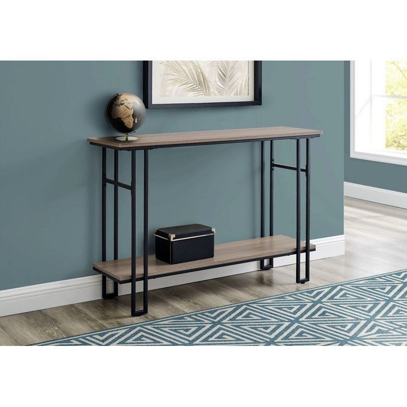 Rectangular Accent Table, Console Table With Bottom Shelf, Taupe