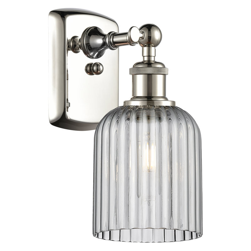 Northgate Steel Armed Sconce, Polished Nickel, Light Smoke