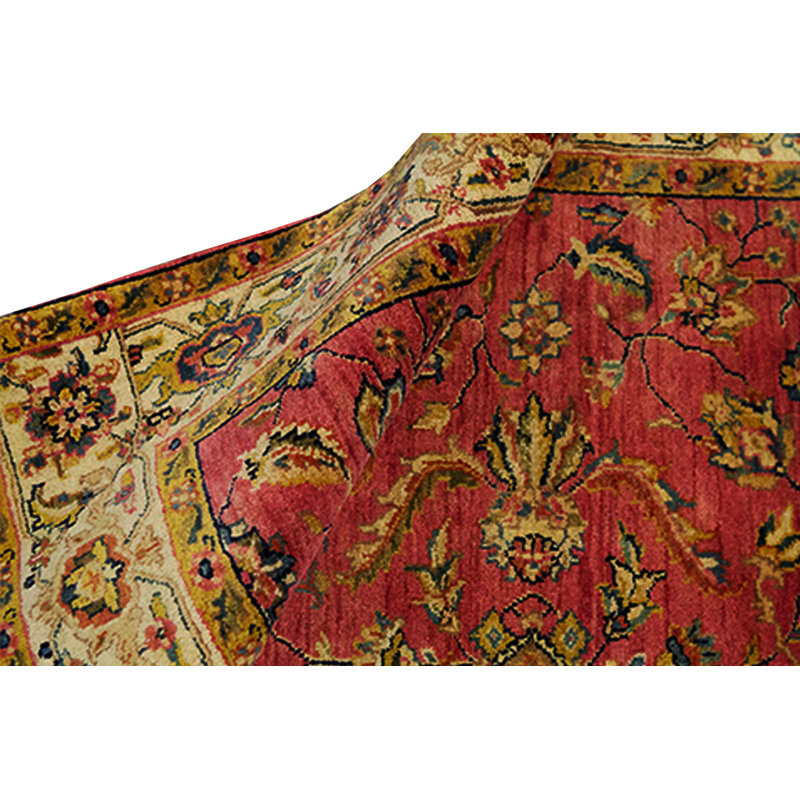 Tapis rouge et crème noué à la main de haute qualité