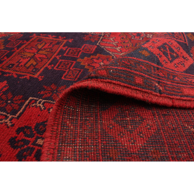 Tapis de zone en laine rouge 3 pi 3 po x 4 pi 11 po à main one-of-kind-noué la 2010s esari turque Alarick