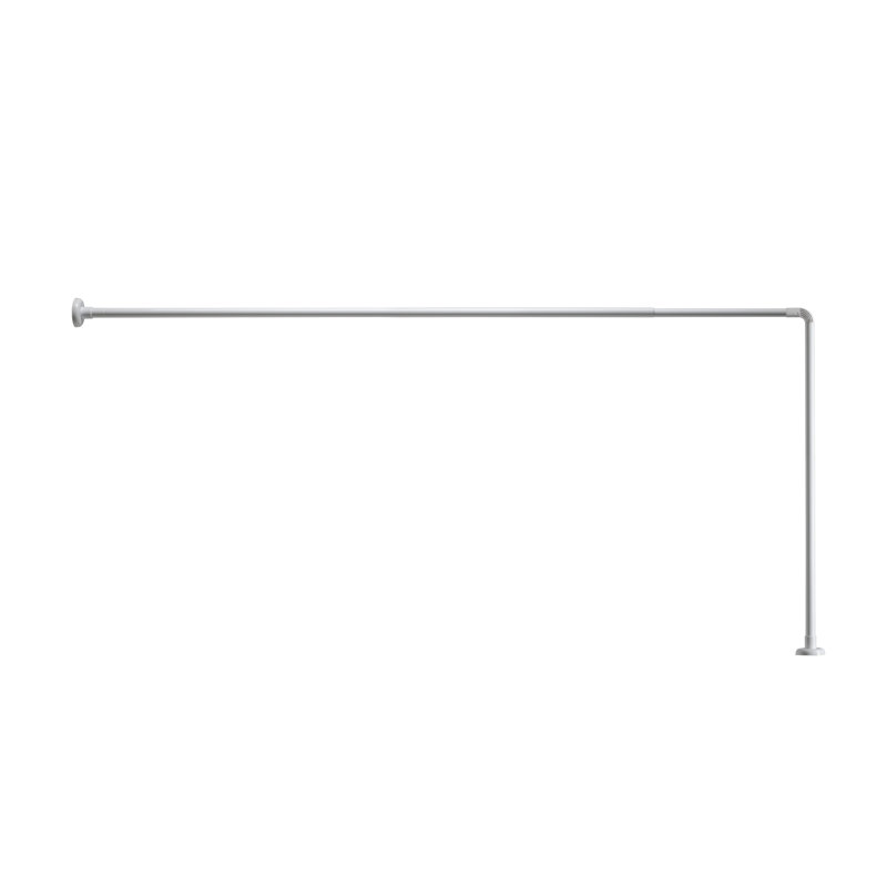 L-Shaped Telescopic Shower Curtain Rail, Adjustable 1400-2600mm, White
