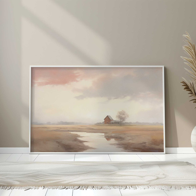 «Peaceful Countryside Reflections», Rose poudre, H 25,25 po x l 37,25 po