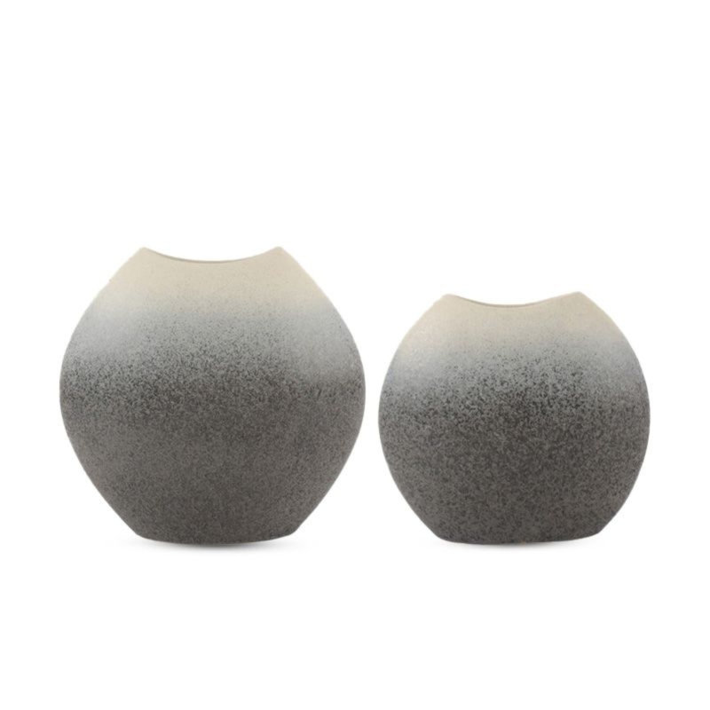 Summah Ceramic Gray Sphere Table Vase Set